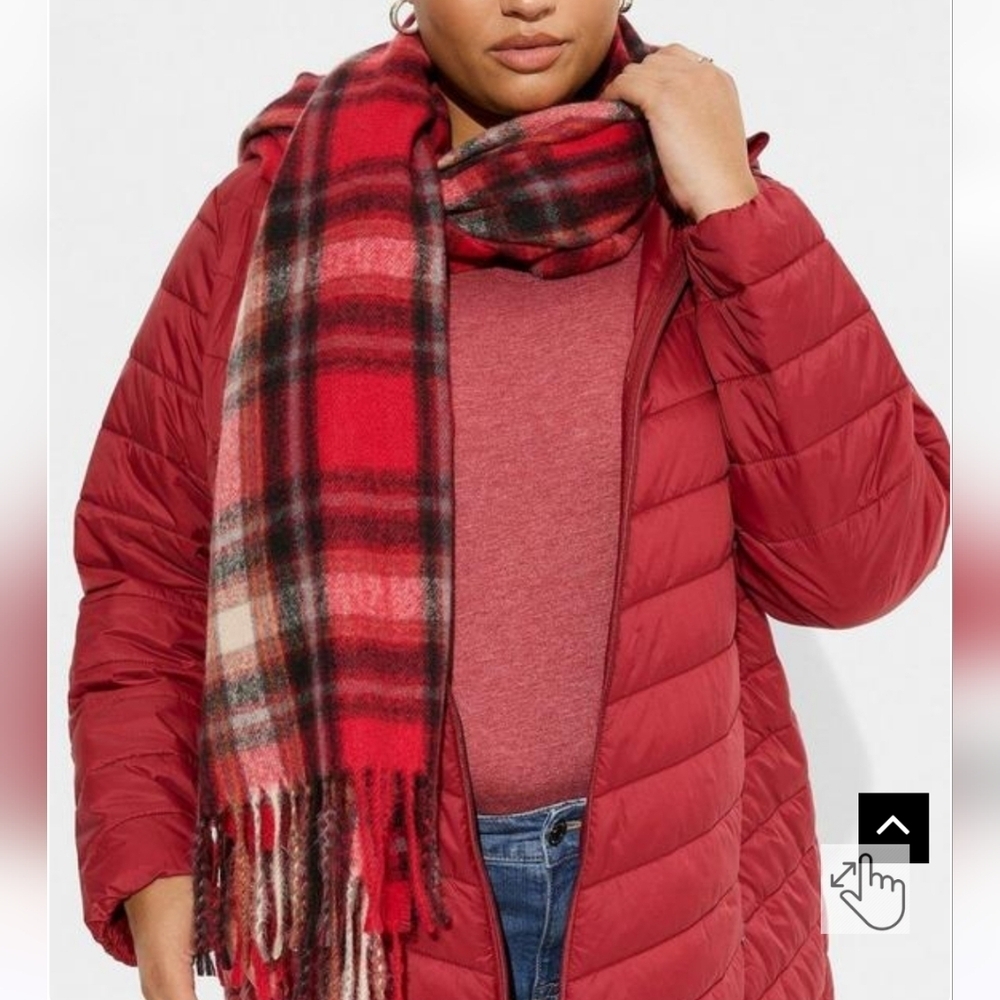 🆕️🧣RED & BLACK PLAID LONG WOVEN SCARF🧣